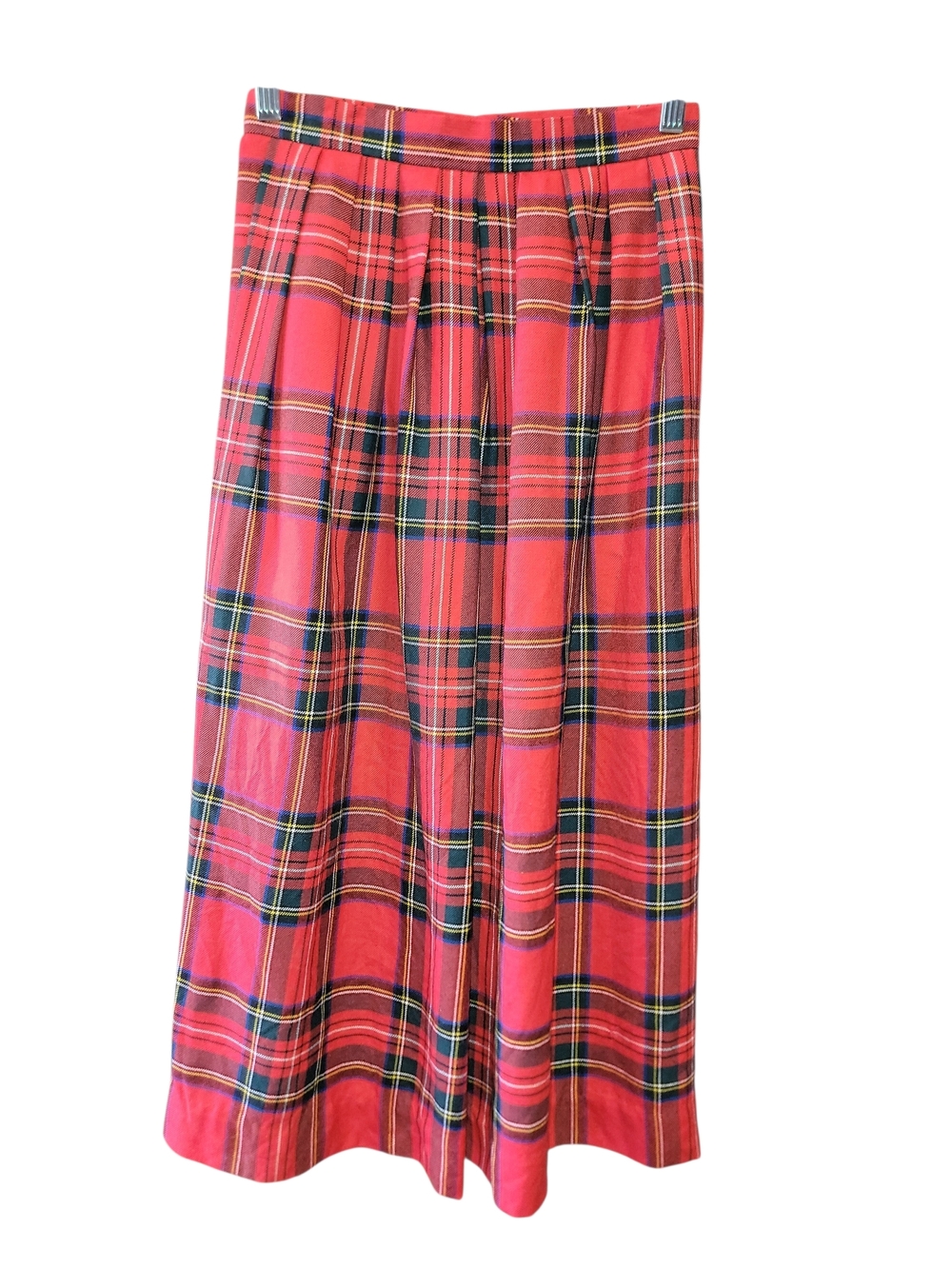 Lands' End Red Tartan Pleated Maxi Skirt Sz 6